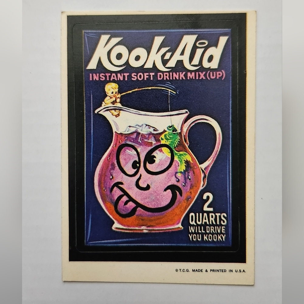 🥤 Vintage 1973 Wacky Packages Sticker - "Kook-Aid" Trading Card Collectible 🤪